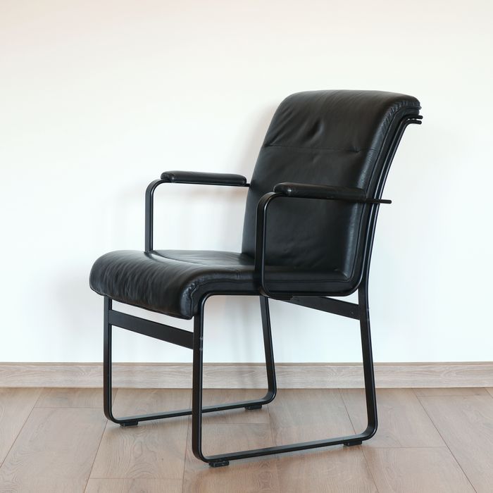 Szwedzkie krzesło fotel J. O. Carlsson skóra naturalna vintage retro