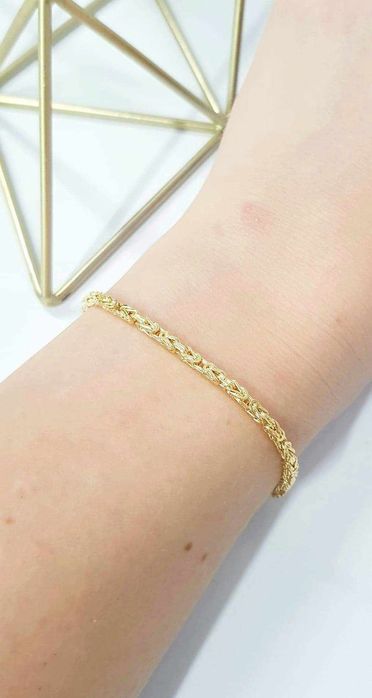 Złota bransoletka splot królewski