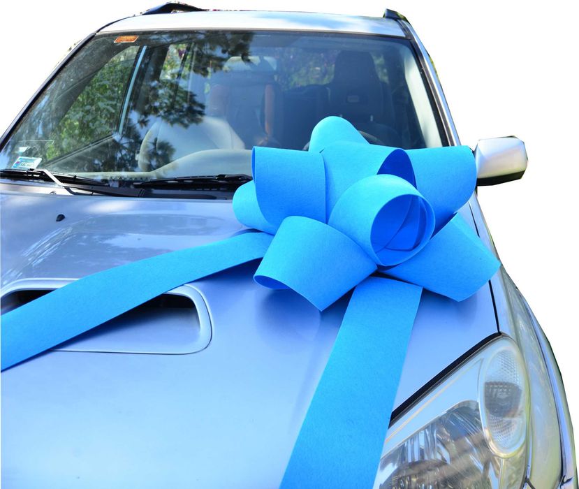 DUŻA NIEBIESKA KOKARDA do salonu samochodowego na auto PREZENT