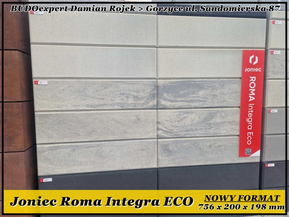 Nowoczesny bloczek na ogrodzenie Joniec Roma Integra ECO 75x20x20 SLIM