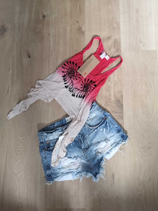 H&M Against Aids festiwal asymertyczny top aztec new 36/S