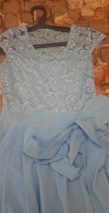 Платье в пол голубое