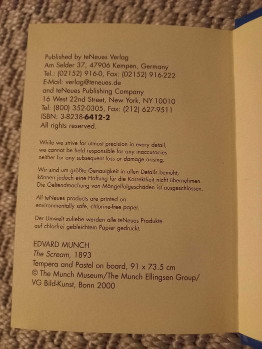 Agenda de contactos A a Z - EDUARD MUNCH - O Grito