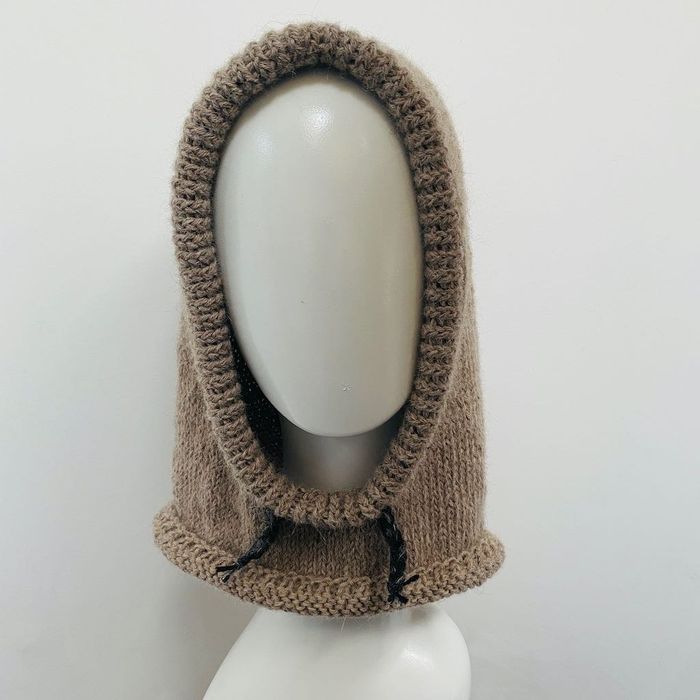 Balaclava kominiarka kaptur czapka 100% alpaka ręczna robota taupe