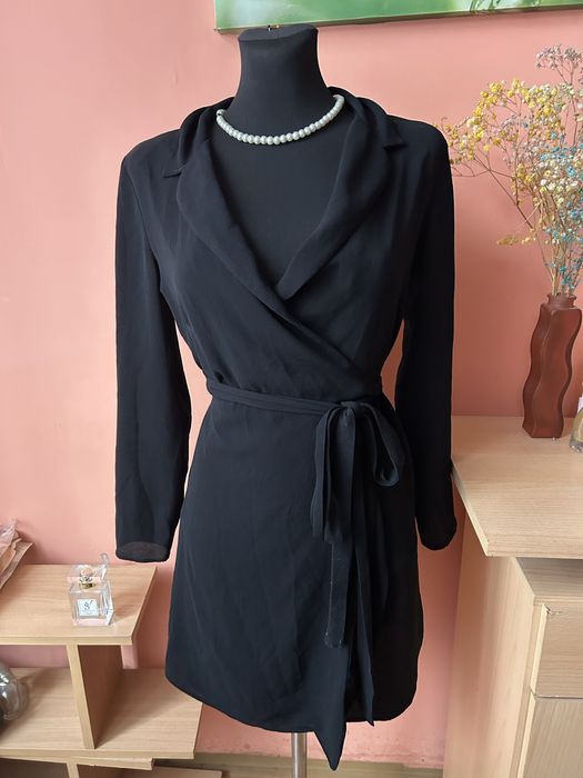 Sukienka elegancka wiązana czarna S 36 H&M