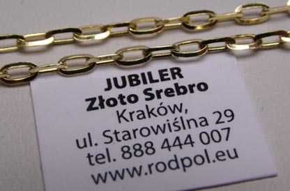 Złoty łańcuszek ankier diamentowane ogniwa 50 cm. 2,1 mm.