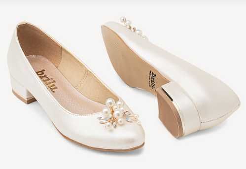 Ślubne perłowe balerinki Brilu-ivory