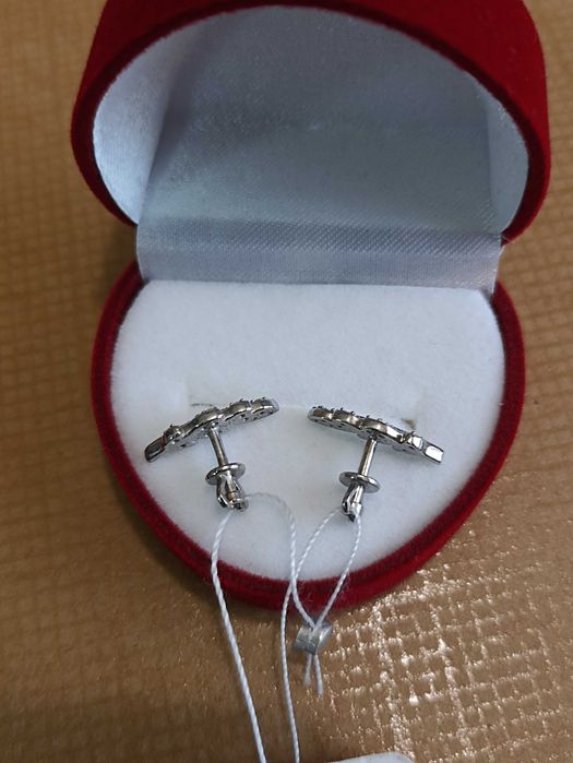 Серебряные сережки, гвоздики, пусеты "Перо", кольцо, серебро 925 пробы