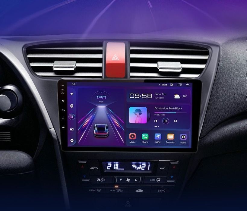 Honda Civic 9 2012-2017 – Radio Android 15 9" CarPlay Android Auto 4GB/64GB GPS Nawigacja Stacja Multimedialna WiFi Bluetooth DSP 4G LTE PL