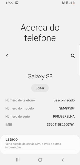 Telemóvel Samsung Galaxy S8 com carregador e capa