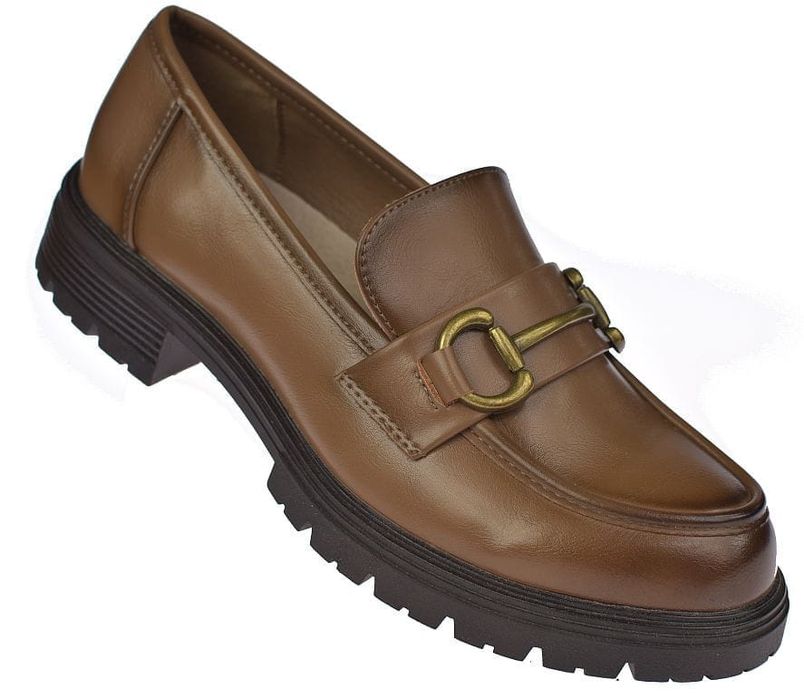 Brązowe półbuty damskie Skotnicki P-3-Y105 loafersy roz. 40