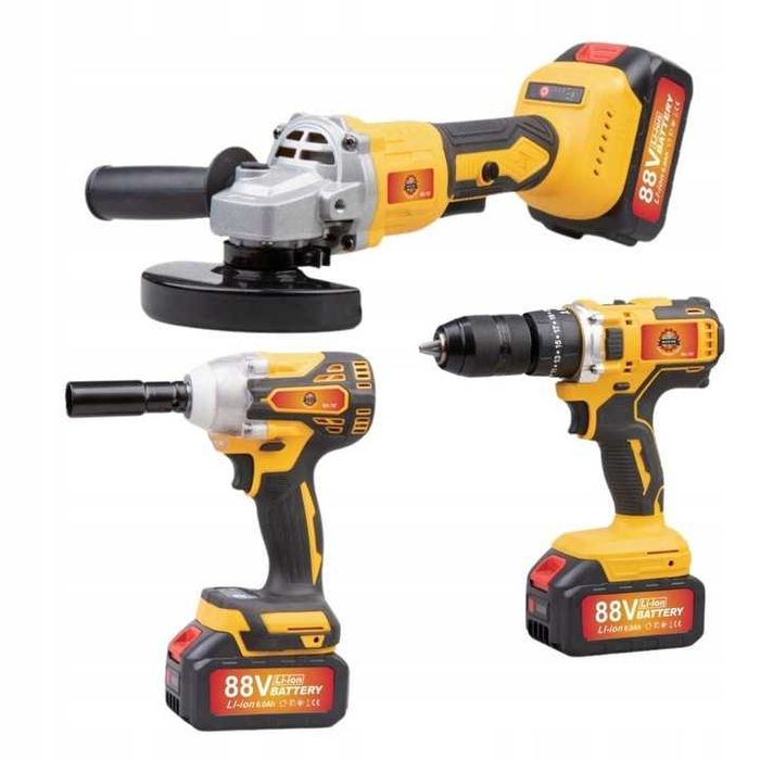 Zestaw narzędzi Akumulatorowych 3w1 WKRĘTARKA SZLIFIERKA Klucz Uadrowy