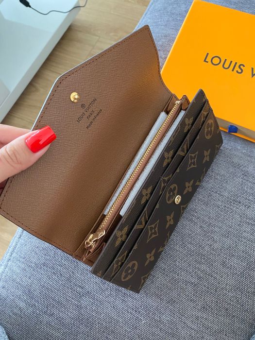 Portfel damski Louis Vuitton Emilie Monogram rózowy fuksja brązowy