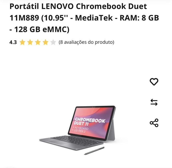 Vendo PORTATIL LENOVO Chromebook Duet