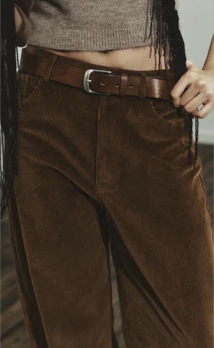 вельветові штани balloon fit з кишенями zara