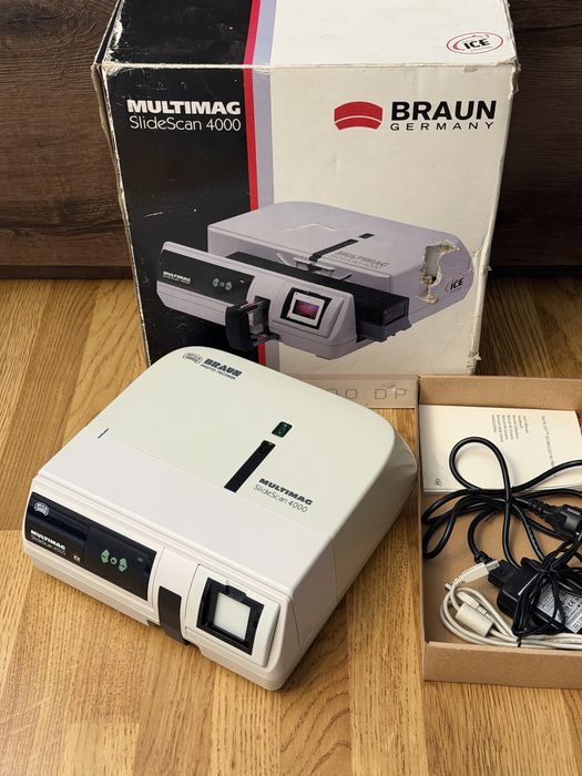 Braun Multimag SlideScan 4000 ICE – skaner slajdów 35 mm | BOX | Instrukcja | Sterowniki