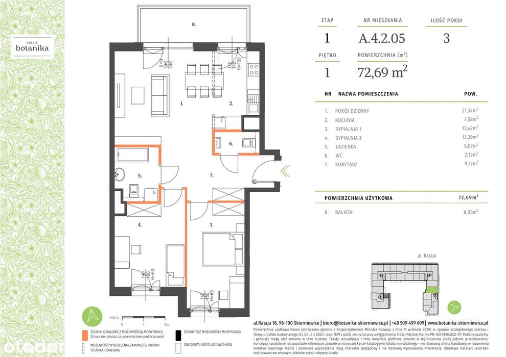 3-pokojowe mieszkanie 72m2 + balkon Bez Prowizji