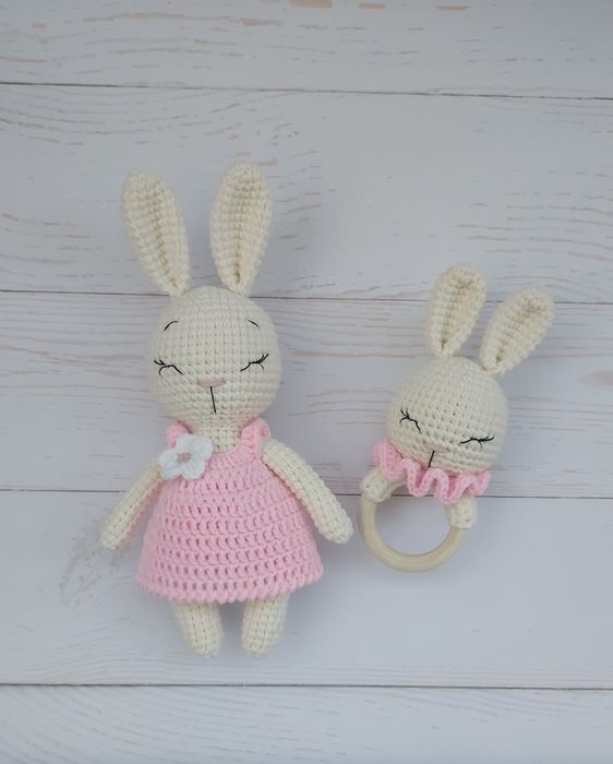 Зайка набір комплект амігурумі ручна работа подарунок для немовлят бр