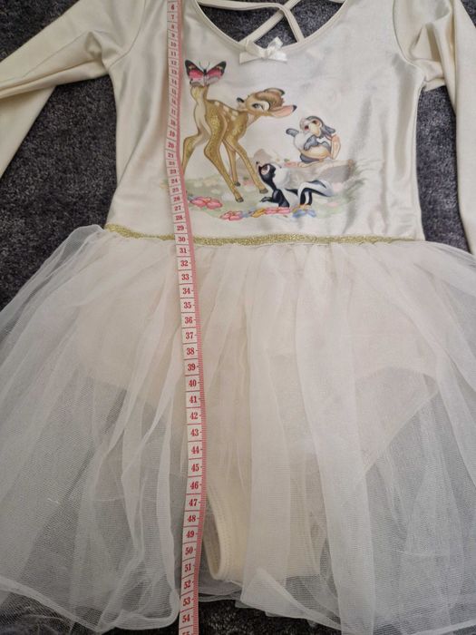 Strój komplet Disney na balet body bolerko buty baletki 5-6 lat