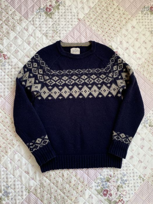 Granatowy zimowy ciepły sweter gruby S 36 M 38 white stuff 80% wełna