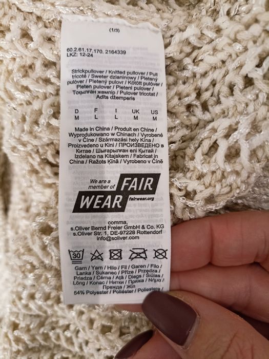 Sweterek ażurowy błyszczący roz.M/L/XL-over