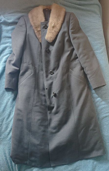 Женское пальто, длинное, без капюшона. осень, размер S, серое