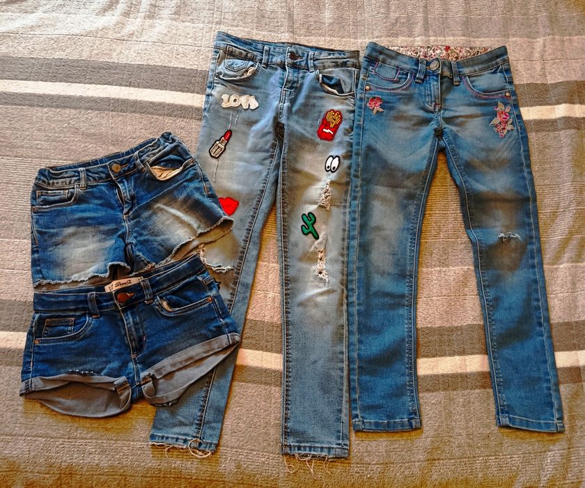 Джинсы и шортики на девочку 8-9 лет