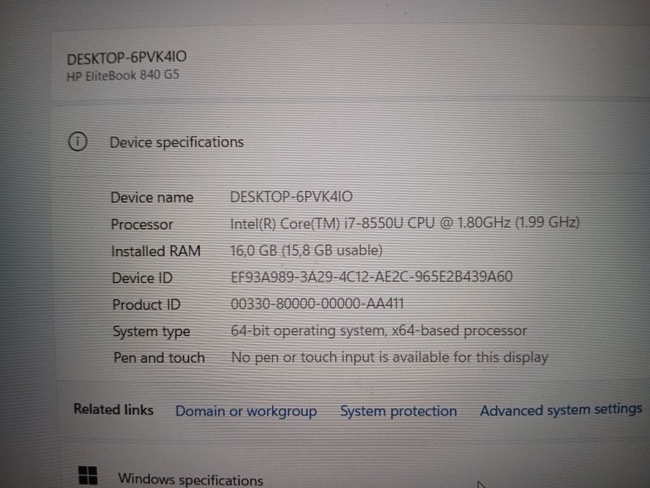 Portátil HP EliteBook 840 G5