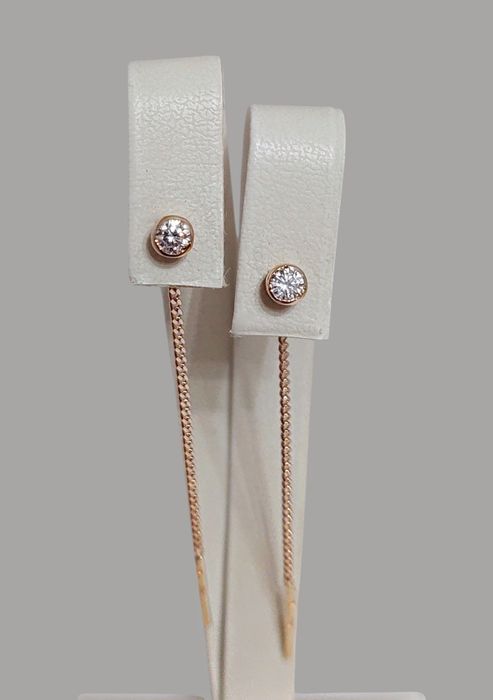 Золоті сережки-протяжки з кубічним цирконієм арт. 98127 585 проба нові