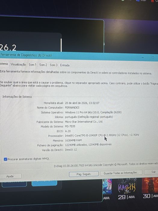 Troco macbook Setup Gaming Ler descrição : RTX 3060 12GB | i5-10400F | Monitor AOC 27” 165Hz |