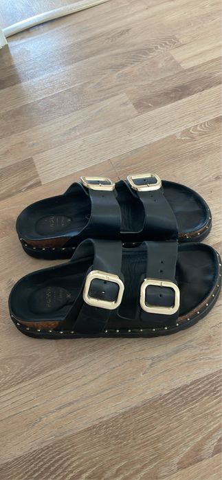 Sandalia preta da seaside em pele n.36