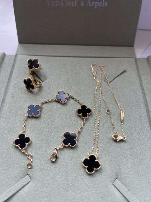 Набор Ван Клиф Van Cleef сережки цепочка браслет