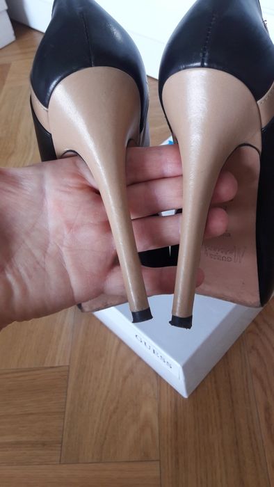 Guess Marcianno 38 szpilki  całe skórzane czarne nude piękne jak nowe