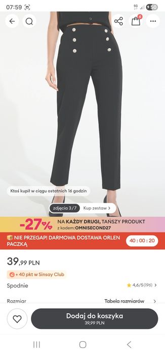 Spodnie cygaretki sinsay xl
