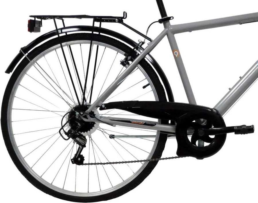 Rower trekkingowy Discovery Denver męski koło 28 cali Shimano 6-biegowy srebrny bagażnik