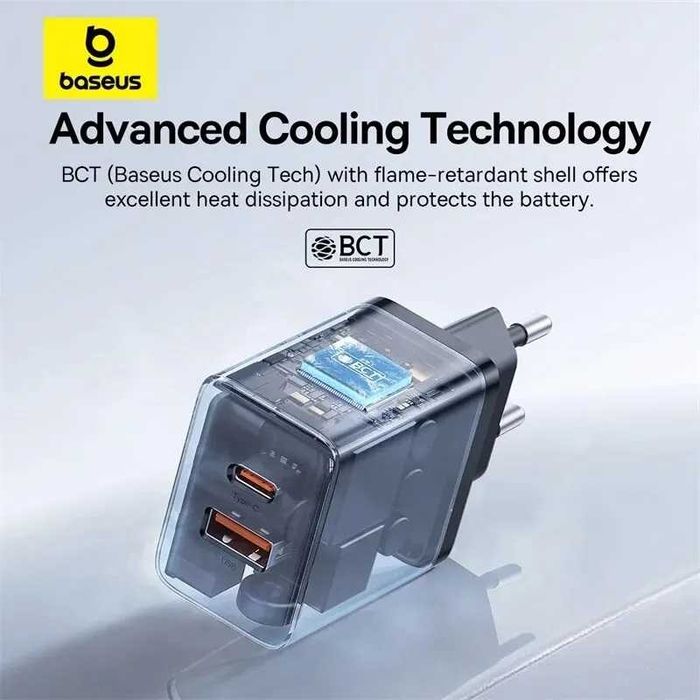 Ładowarka BASEUS cube 20w  3.0 PD, 3.0 QC 2 gniazda EU USB-C + USB-A