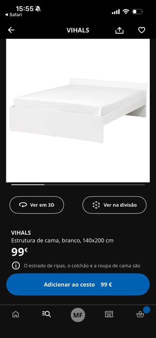 Cama casal Ikea sem estrado