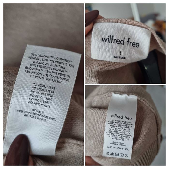 Damski stylowy modny sweter Wilfred Free Aritzia rozmiar XS-M oversize