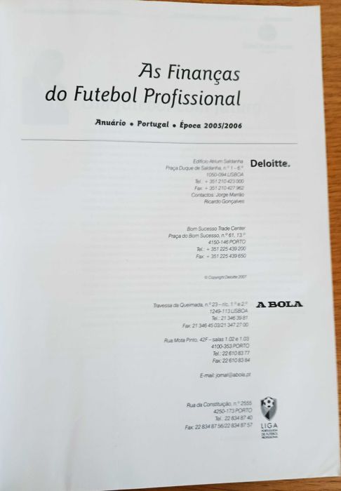 As finanças do Futebol Profissional - Época 2005-2006