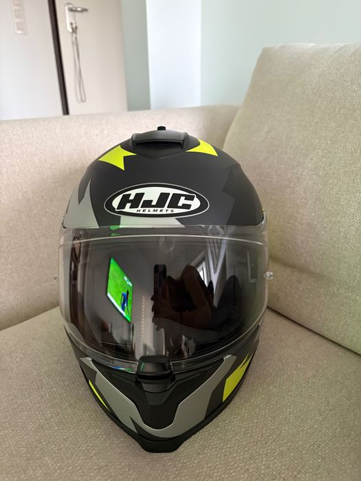 Capacete Moto HJC C70 preto/cinzento/fluorescente