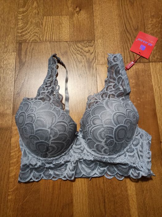 Nowy biustonosz 75 C szary bralet koronka
