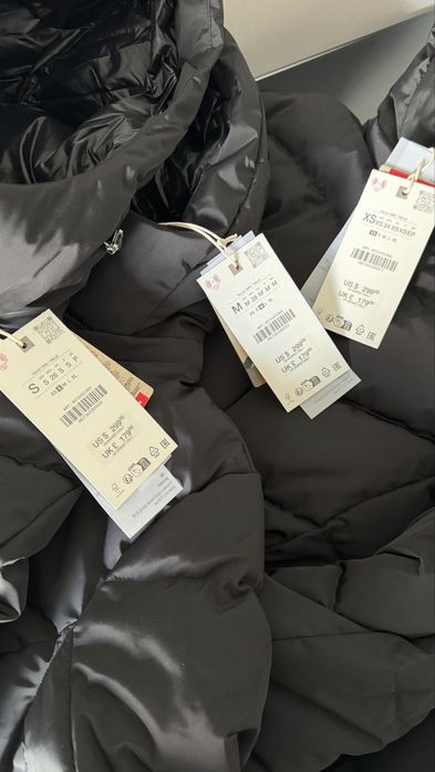 Пуховик water resistant windproof recco® technology ski collection  zara, чорна гірськолижна куртка zara