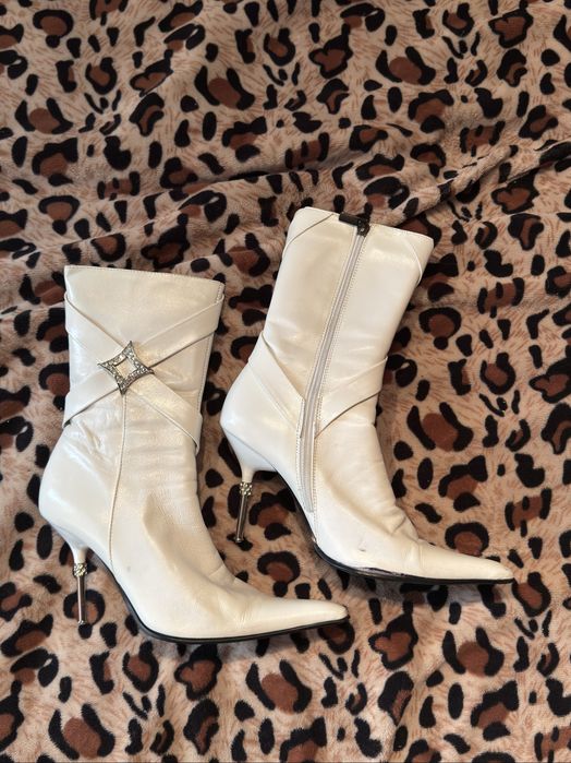 Gucci Leather Crystal Nail Heel Ankle Boots White | 38–39 EU | Original