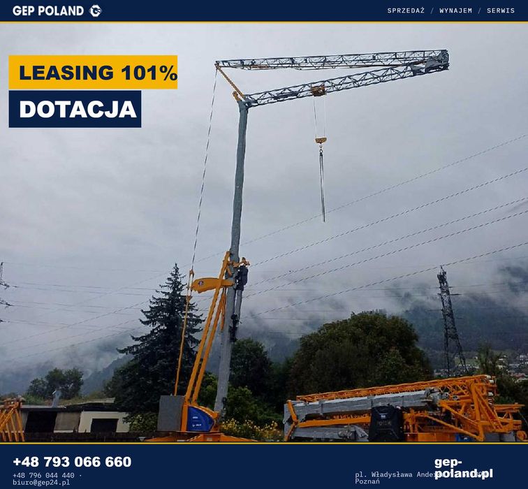 ŻURAW SAMOWZNOSZĄCY POTAIN IGO MA 21 – 2007 ROK – wysięg 26 M – udźwig 1,8 T – mobilny