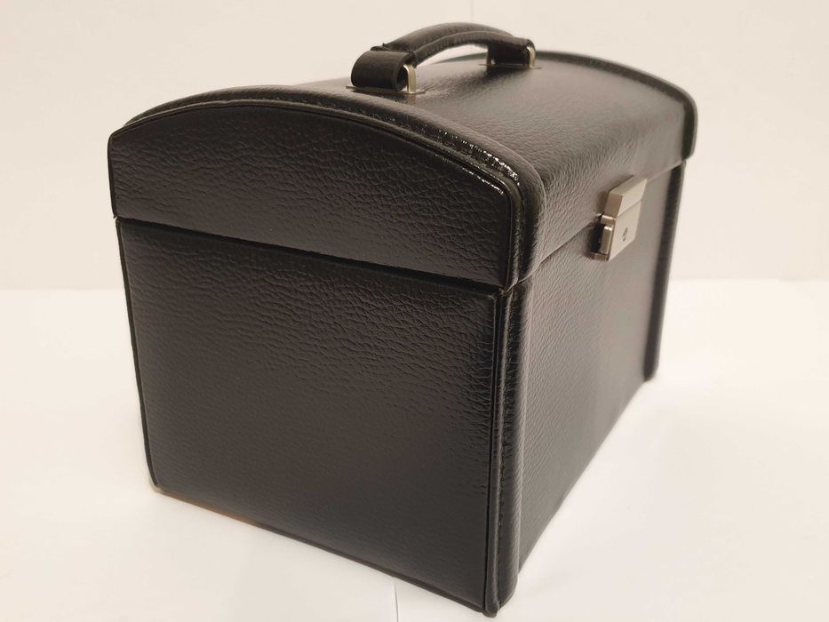 Kuferek kosmetyczka na biżuterie czarna skóra ekologiczna nowa