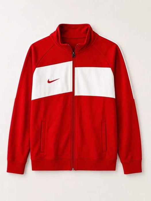 Nike Bluza Zip Up Czerwona M Track Jacket Vintage Streetwear Y2K Swoosh Stan Bardzo Dobry