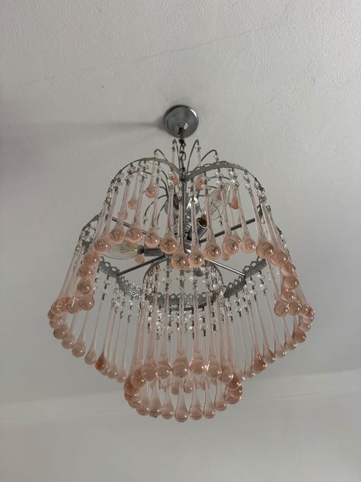 Candeeiro de Teto Antigo em Cristal – Artesanal – Excelente Estado