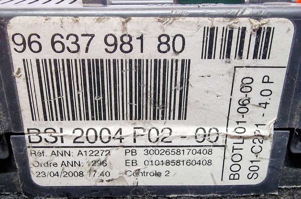 Caixa Fusíveis / SAM / BSI 9663798180 - PEUGEOT 308 I