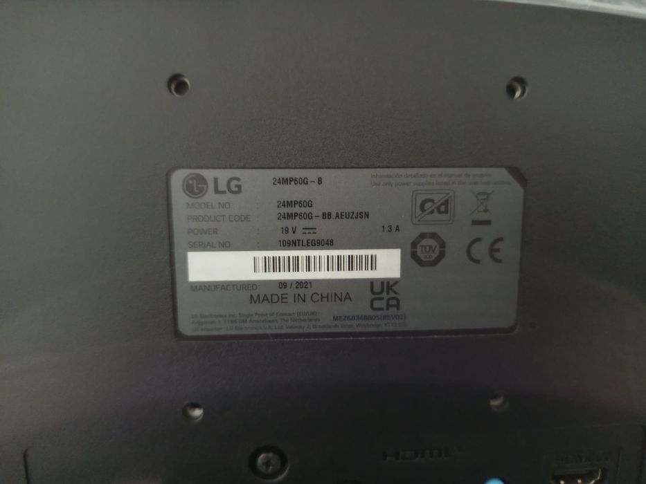 Monitor LG uszkodzony