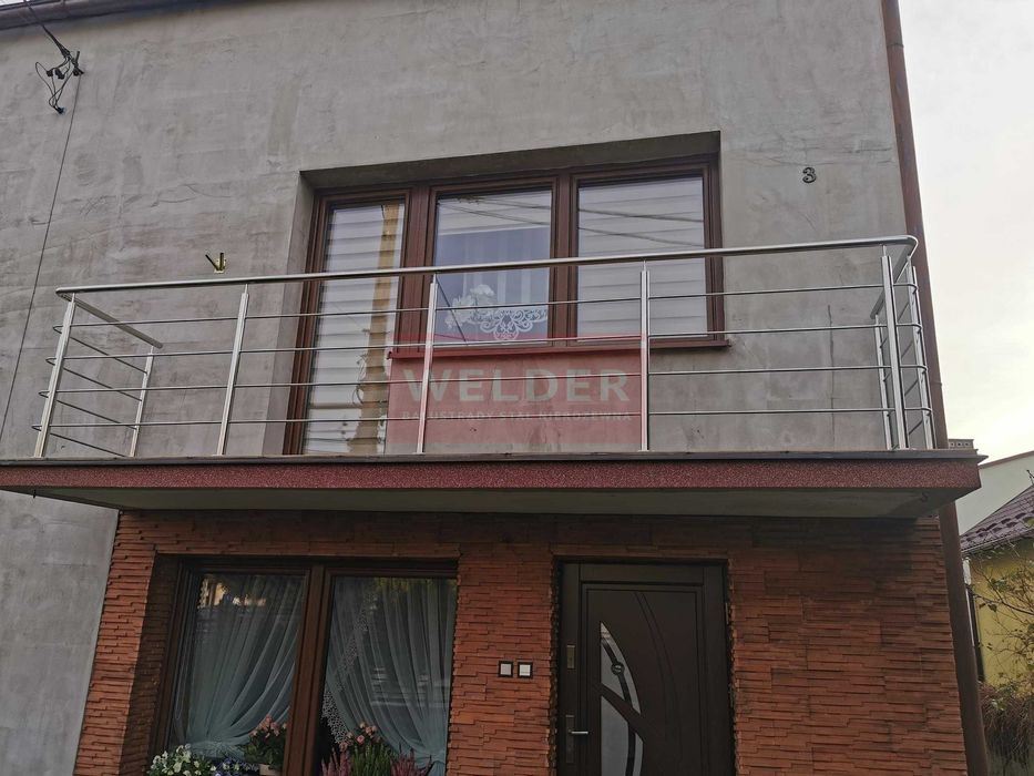 Balustrada nierdzewna szklana balkon francuski Harfa antracyt malowana